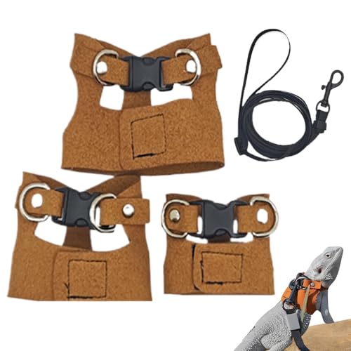 爬虫類用の調整可能なハーネス - トカゲハーネス、離れて発生|カメレオン、ハムスター、フェレット、リスの出力全体に適した3つの調整可能なデザイン、3のセット、3つの調整可能なデザイン