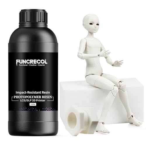 Image of Tough 3D Printer Resin, Wear Resistant & Impact-Tough Resin for BJD Models & Articulated Figures, High Precision Soomth Matte Finish 3D Printing Liquid for LCD DLP MSLA Printers (White, 1KG)