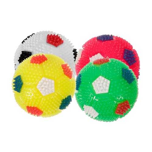 UPKOCH 4pcs Luminous Squeaky Spiky Balls for Dogs Elastic Dog Toy Vibrating Lights and Sounds for Interactive Play for Pets and Teenagers
