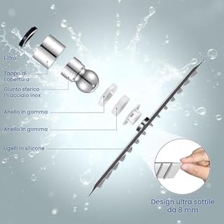 Auralum Soffione Doccia Grande Anticalcare e Alta Pressione - Quadrato 8 Pollici con Ugelli in Silicone Autopulenti - Soffione Doccia Fisso a Pioggia in Acciaio Inox con Girevole a 360° - Cromato