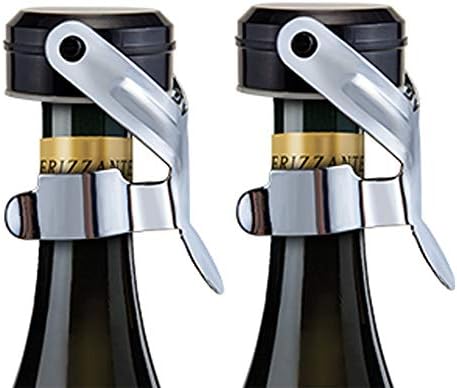 DIFENLUN Champagne Stopper, 2 Pack Stainless Steel Champagne Bottle Plug Sealer for Champagne, Cava, Prosecco and Sparkling Wine Stopper