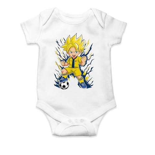 Ropa4 Body de manga corta Goku Villarreal 25-26 (2- body 6 meses)(Blanco manga corta)