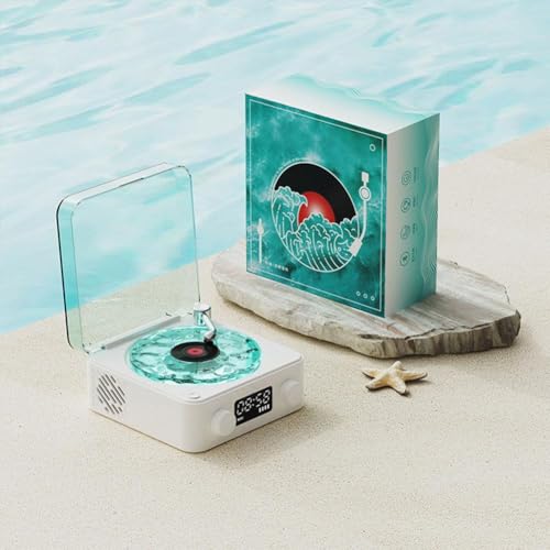 Wave Vinyl Altoparlante Bluetooth 2026 nuovo altoparlante portatile vintage in vinile con luce e ora regolabili lettore musicale con 4 modalità per camera da letto feste