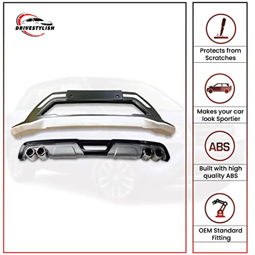 Image of Acrylonitrile Butadiene Styrene (ABS) Front & Rear Bumper Protector Guard for Tata Nexon