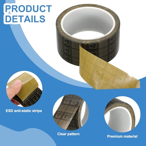 Image of PATIKIL Antistatic Tape, 2.36 Mil Thick, 1-7 /8 Inch x 39 Yards Conductive Adhesive Grid ESD Tape for Circuit Board Laptop Mobile Phone Communication Electronics Parts, Black /Yellow