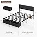 Furnulem Full Size Bed Frame with Headboard, Upholstered Full Bed Frame with LED Light, USB Charging Station, Platform Bedframe with 2 Fabric Underbed Storage Drawers, No Spring Box Needed