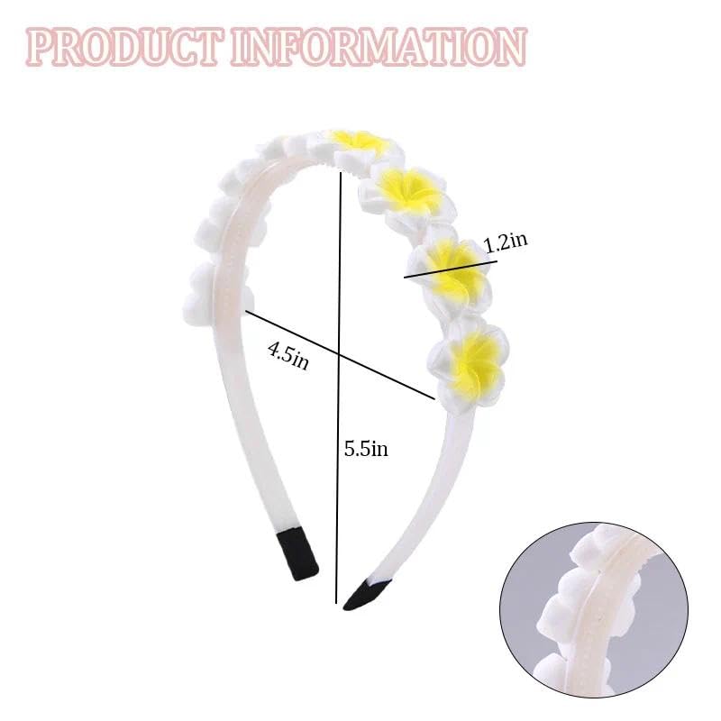 Miniatura 2 de Guqqeuc Diadema floral hawaiana blanca para niñas, diadema de plumeria para el verano, playa, boda, baile de graduación