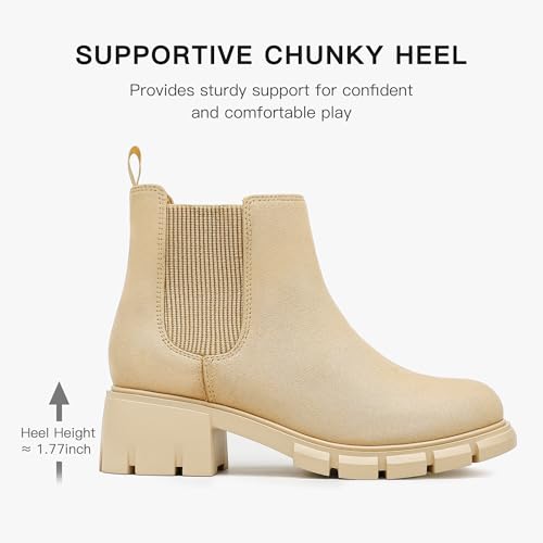 Image of Dufannie Girls Ankle Boots Kids Chelsea Booties Slip on Lug Sole Low Heel Fall Boot for Little Big Kid