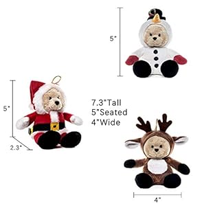 My OLi 7" Plush Stuffed Animal Teddy Bears 3 Pack: Santa, Reindeer and Snowman with Flippable Hats for Kids Christmas Hanging Plush Decorations My OLi 7 Plush Stuffed Animal Teddy Bears 3 Pack Santa Reindeer and Snowman with Flippable Hats for Kids Christmas Hanging Plush Decorations