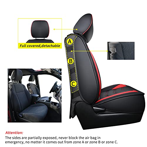 Luckyman Club Tacoma Custom Seat Covers M9 Full Set, Fit 2005-2023 Tacoma Double/Crew Cab Sr Sr5 Trd Sport Trd Off-Road Prerunner Trims, With Waterproof Faux Leather (Full Set, Black-Red) #TOP1