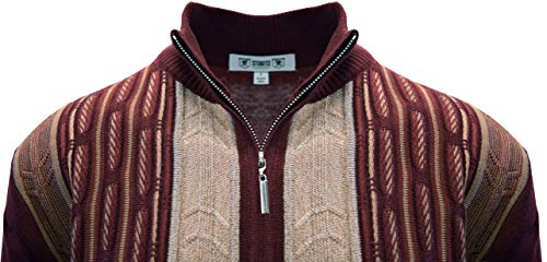Stacy Adams Men's Sweater, Modern Cable Knit Jacquard (X-Large, Burgundy) #TOP3