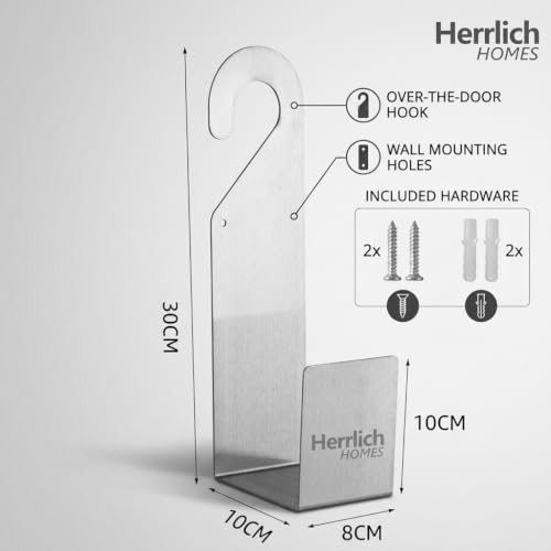 Image of Herrlich Homes Stainless Steel Garden Hose Holder, Wall Mounted Hose Pipe Stand & Hanger, Heavy Duty Rustproof Water Pipe Organizer for Garden, Balcony, Lawn & Outdoor, Screws Included (Pack of 1)