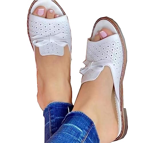 DekiI Orthopedic Sandals Walking Sandals Anti-Slip Breathable Slippers Orthopedic Sandals for Women Arch Support Platform Wedge Open Toe Orthopedic Sandals (Color : White, Size : 8 US)