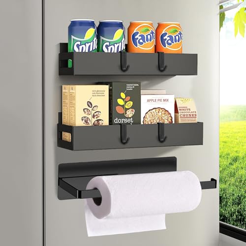 Recopilación de Soportes para botes de especias . 49 Estante Organizador Magnético, Juego de 3 estante magnético para especias con Soporte de Papel,Carga duradera y fuerte,Impermeable,estante magnético para refrigerador para...