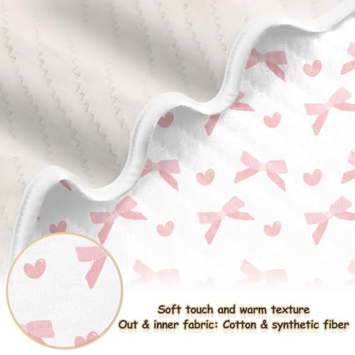 Coquette Pink Ribbon Bow Hearts Baby Swaddle Blanket for Boys and Girls, Muslin Baby Receiving Swaddle Blanket, Soft Cotton Nursery Swaddling Blankets for Newborn Toddler Infant3