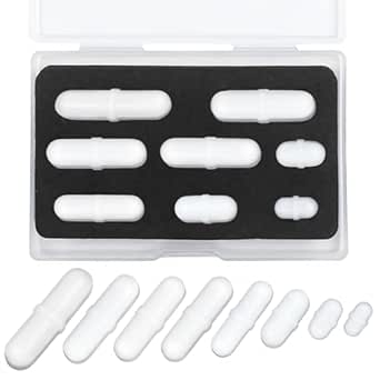 Magnetic Stir Bar Set, Lab Type-B Mixed Size PTFE Magnetic Stirrer Mixer Stir Bars for Flat Bottom Beaker, 8x35mm, 8x30mm, 8x28mm, 7x30mm