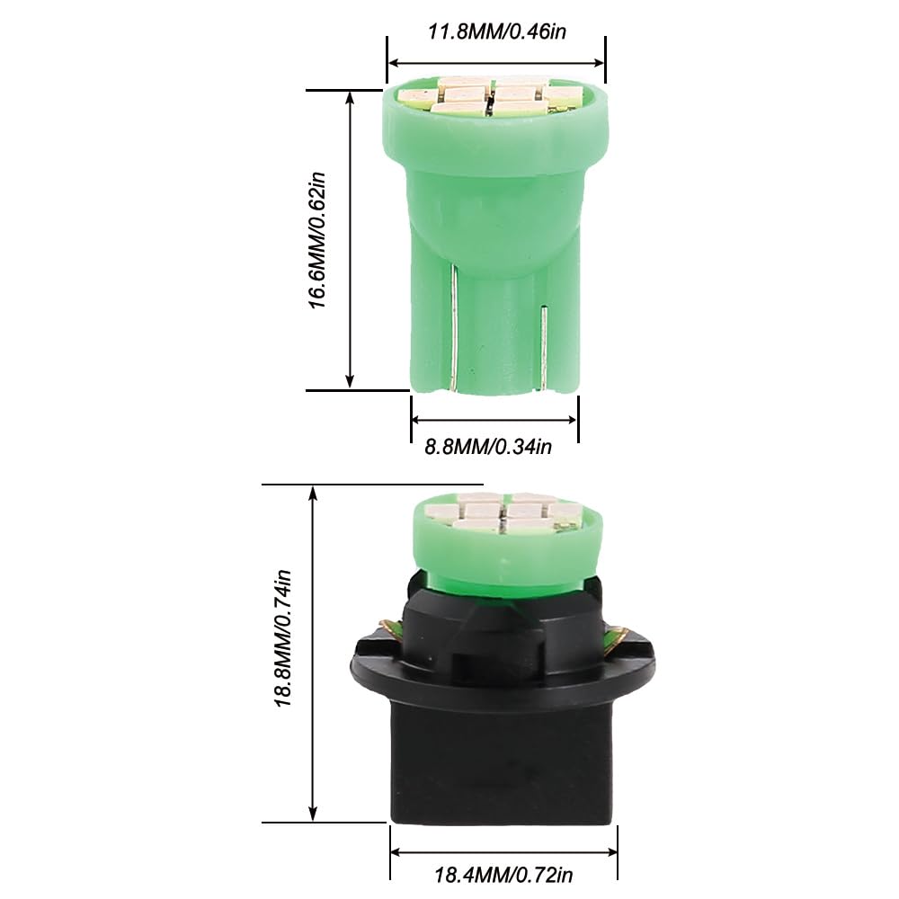 Bombilla LED Verde Para Panel De Instrumentos: Tipo 194, 4 Puntos, Ideal Para Personalizar Tu Coche