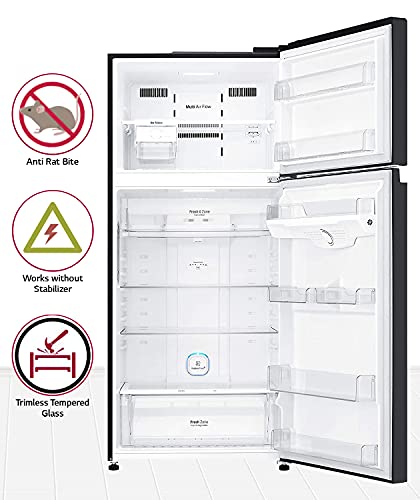 Image of LG 547L 2 Star Inverter Linear Frost-Free Double-Door Refrigerator (GN-C702SGGU, Black Glass, Door Cooling+)