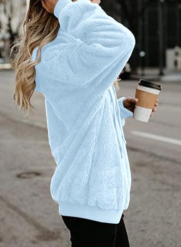 Nirovien Womens Sherpa Jacket Fuzzy Zip Up Hoodie Oversized Fleece Jackets Fluffy Coat with Pockets4