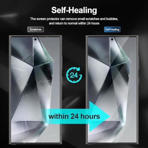Image of Uyiton 2 Pack Screen Protector for Samsung Galaxy S24 Ultra (6.8-inch Curved Display) | HD Clear Flexible Film | Bubble-Free Easy Installation Kit | Scratch Resistant | Case Friendly