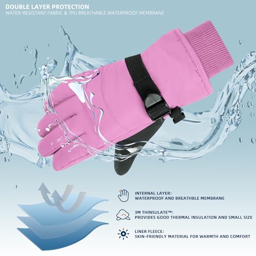 AMYIPO Kids Winter Snow Ski Gloves Children Snowboard Gloves for Boys Girls