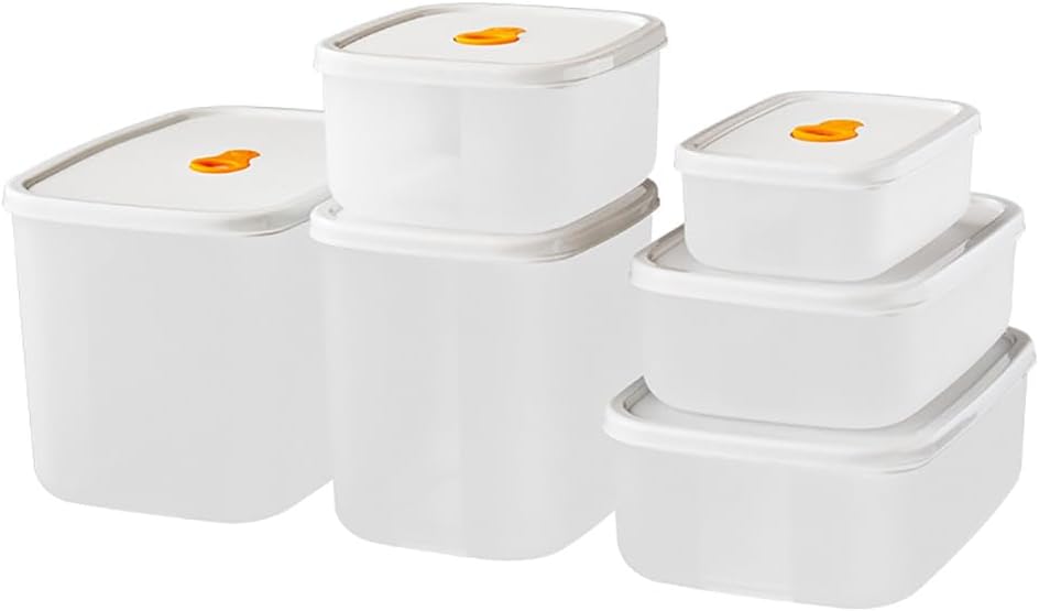 Glidea 6-piece food storage container with lid, stackable square storage set, BPA free, suitable for microwave and dishwasher plastic leak proof kitchen storage freezer, Clear