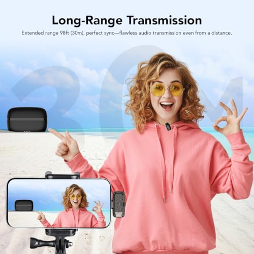 Image of UTECTION by VOOK Wireless Mic with Noise Cancellation - Clip-On Collar Mic for iPhone & Android | Long Battery | Mic Wireless for YouTube, Vlogging & Video Recording