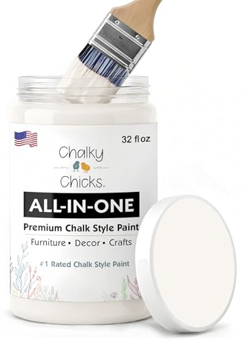 Chalky Chicks 32 Fl Oz Matte Old Lace (Off White) Chalk Paint for Furniture Without Sanding - No Prep Furniture Paint No Sanding All in One for Crafts, Wood, Walls, Cabinet, Metal, Dresser, Farmhouse