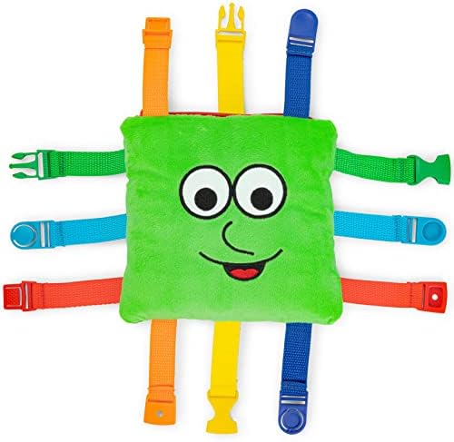 Buckle Toys - Buster Square - Learning Activity Toy - Develop Fine Motor Skills and Problem Solving - Toddler Travel Essential - Educational Classroom Must Have
