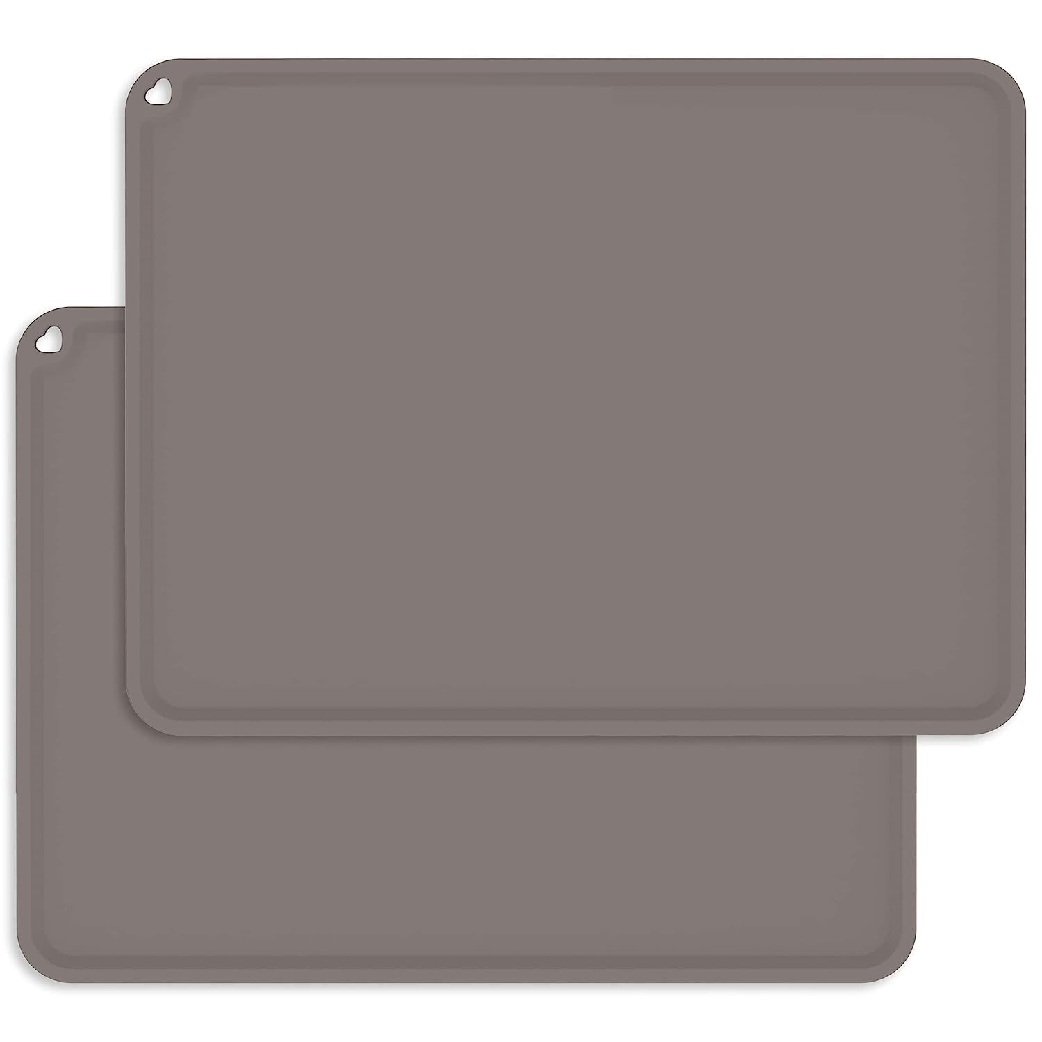 Silicone Kids Placemats, Non-Slip Silicon Placemats for Kids Baby Toddlers Childrens, Portable Baby Placemat for Dining Table, 2Pack (Dark Gray)