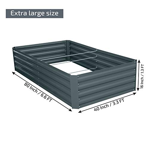 Blueberry Hill Galvanized Raised Garden Bed Steel Outdoor Planters For Flower Herb Garden - 16 Inch Extra Tall Great To Grow Fruit And Root Vegetables (80Lx40Wx16H Inch, Cool Grey) #TOP1