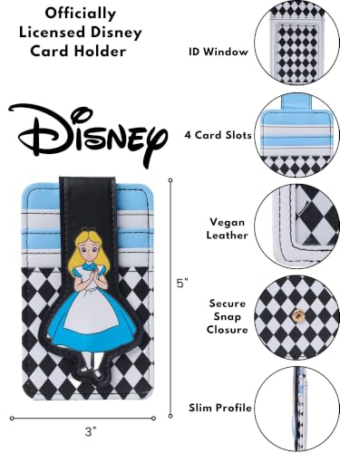 Image of Disney Card Holder Women Slim Wallet Small Alice Black Blue
