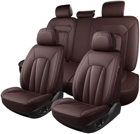Leather Car Seat Covers,Brown Seat Covers for SUV,Sedans and Trucks,Waterproof and Breathable Automotive Front and Rear Seat Covers,Luxury Car Seat Protectors,Universal Car Seat Cushions