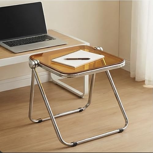 Image of The Artment Orange GlacierTray Foldable Transparent Acrylic End Table, Multi-Purpose Side Table, Serving Tray & Magazine Rack, Space-Saving for Modern Living Spaces | Use for Home & Office