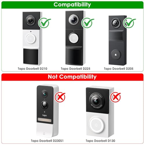 Vinyl Siding Mount for Tapo Doorbell Camera D210/D225, Adjustable Angle Doorbell Wedge Corner Mounting Bracket Kit, Doorbell Camera Mount Solve Siding Tilt Problem (4" Standard Vinyl Siding Only)