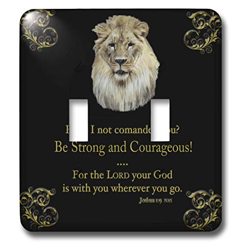 Double interrupteur à bascule Lion message de courage Joshua 1:9 pour intérieur inspirant