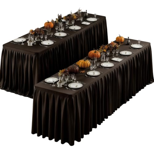 2-Pack Brown Rectangle Tablecloths for 4 Foot Tables - 4ft Table Cover