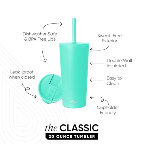 Image of Simple Modern Classic Tumbler with Straw Lid | Insulated Iced Coffee Cup Reusable Stainless Steel Water Bottle Travel Mug | Gifts for Women Men Her Him | 20oz | Tropical Wave