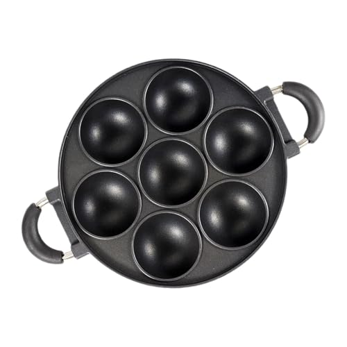 Padella per uova fritte in ghisa, teglia per muffin e focaccine, teglia da forno antiaderente in ghisa a 7 stampi, teglia rotonda per cupcake, strumento da cucina per pane di mais e focaccine