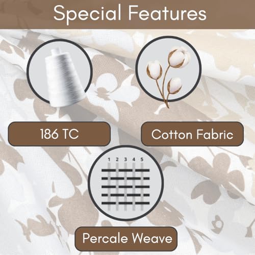 Image of Mafatlal 186 Tc Corsica Cotton King Size Bedsheet | 274 X 274 Cm | Summer Ventilated Chimdae Sheet for Comfortable Sleeping Nights | 2 Pillow Covers | Cocoa Brown