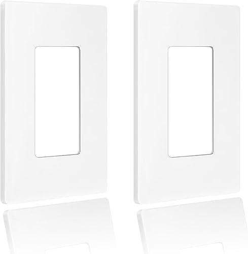 Decora Placa de pared sin tornillos, cubierta de 1 banda para receptáculo de salida y interruptor decorativo, tamaño plus, listado UL, paquete de 2