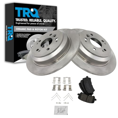 Image of TRQ Rear Ceramic Brake Pad and Rotor Set