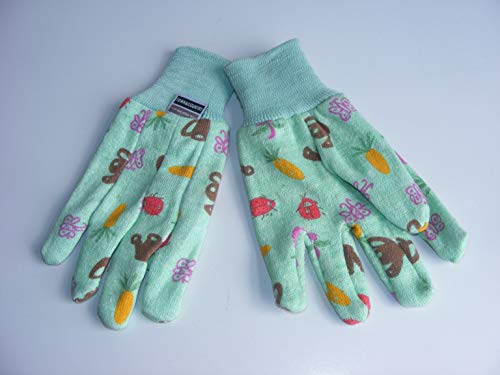 2to5 Bulk Classpacks Childrens Jersey Knit Green Patterned Gardening Gloves with Elasticated Wrists (Single Pair)