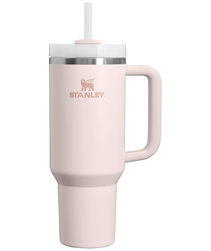 Stanley Quencher H2.0 Tumbler with Handle and Straw 40 oz | Flowstate 3-Position Lid | Cup Holder Compatible for Travel | Insulated Stainless Steel Cup | BPA-Free | Rose Quartz 2.0 - 40 Ounces - Rose Quartz 2.0