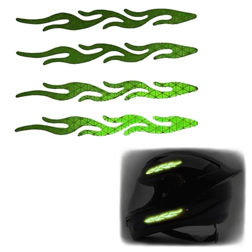 Image of customTAYLOR33 High-Intensity Grade Premium Reflective Tribal Flame Helmet Decals, Motorcycle Safety Sticker Decals (Special Edition Lime Green)
