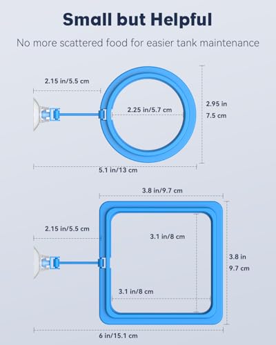 Pawfly 2 Stück Aquarium Futterring mit Saugnapf Runde und quadratische schwimmende Futterspender kleine Fische Futterring Ring für Betta Goldfisch Kugelfisch und Schildkröten