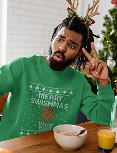 Tstars Merry Swishmas Funny Ugly Christmas Sweatshirt for Men Basketball Tacky Sweater Style Xmas Holiday Mens Sweatshirts2
