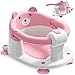 Badewannensitz Baby ab 6 Monate, Bär Rutschfester Badesitz Baby mit 4 Saugnäpfen und Kissen für Kleinkinder und Neugeborene, Sicherer Tragbarer Badstuhl für Dusche oder Badewanne, Rosa