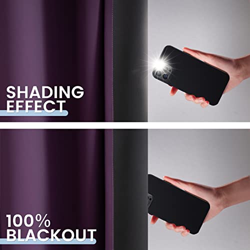 Image of SimpleHome 100% Blackout Ombre Bedroom Curtains Purple and Greyish White 84 | Room Darkening Curtains,Thermal Insulated Grommet Window Drapes and Curtains for Living Room,2 Panels, 52x84 inches Length