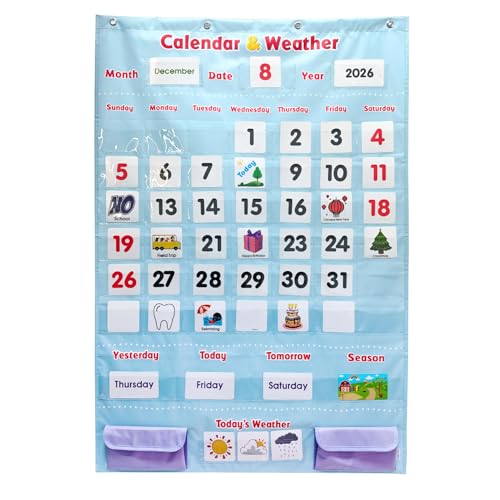 Morning Toddler Calendar Wall Chart with Pockets